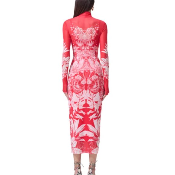 AFRM Shailene Red Botanical Dress NWT Bodycon Boho Floral XL - Picture 5 of 5